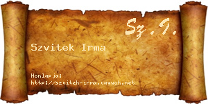 Szvitek Irma névjegykártya